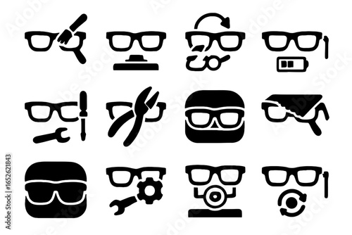 Icon glasses calibration hinge vector case dock device adjustment charging smart software