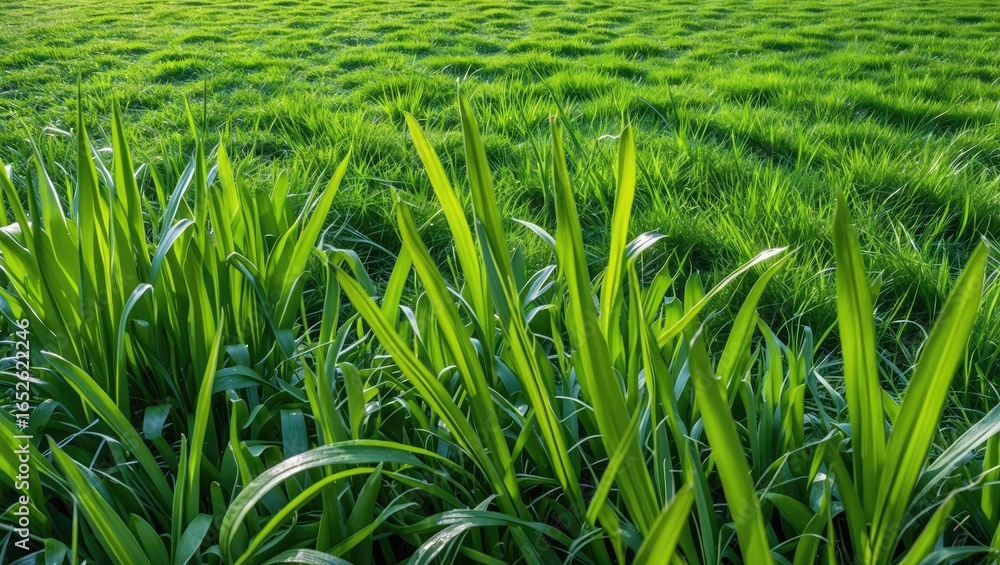 Fototapeta premium Close-up view of lush fresh spring grass