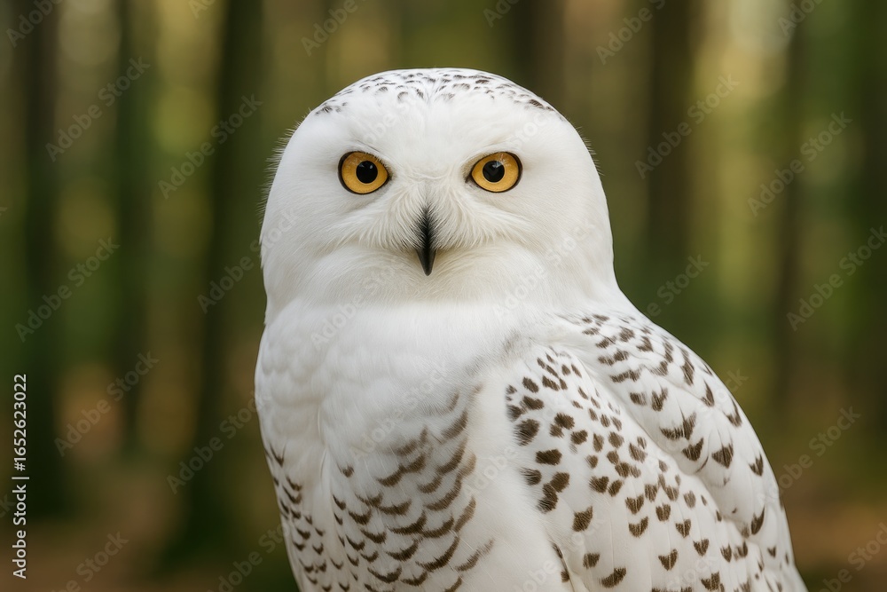 Obraz premium Close-up shot of a snowy owl's head