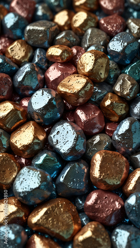 Generative Art of Rare Earth Element Piles – Futuristic Metallic Minerals with Reflective Textures and Crystalline Structures