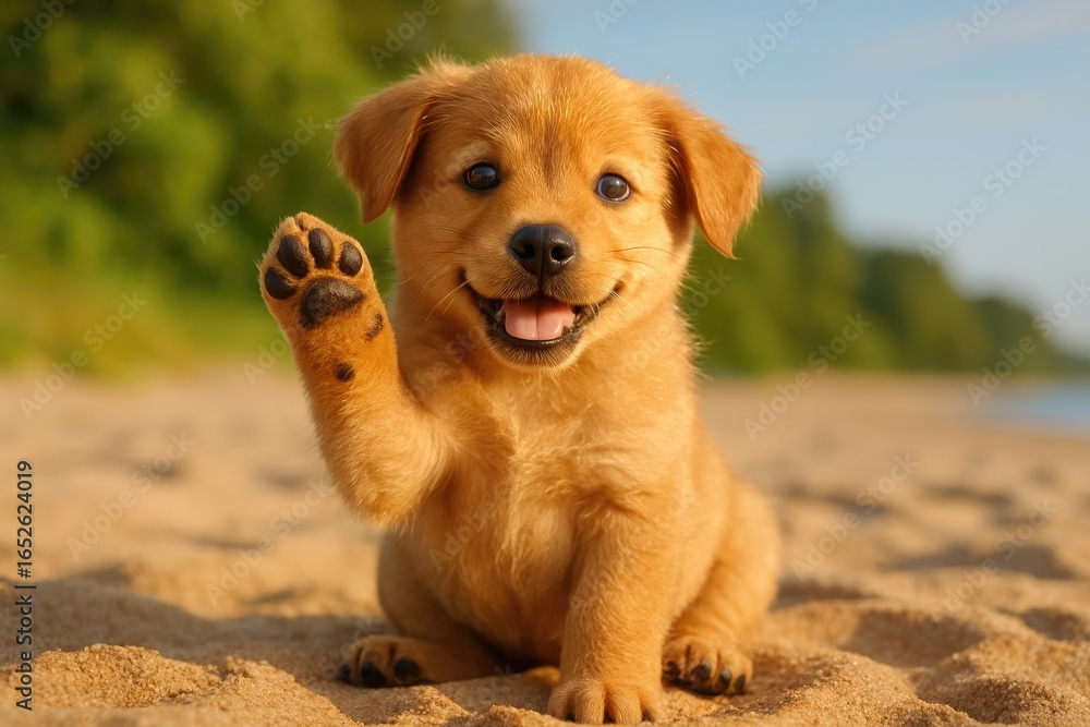 Fototapeta premium Charming little dog extending its paw