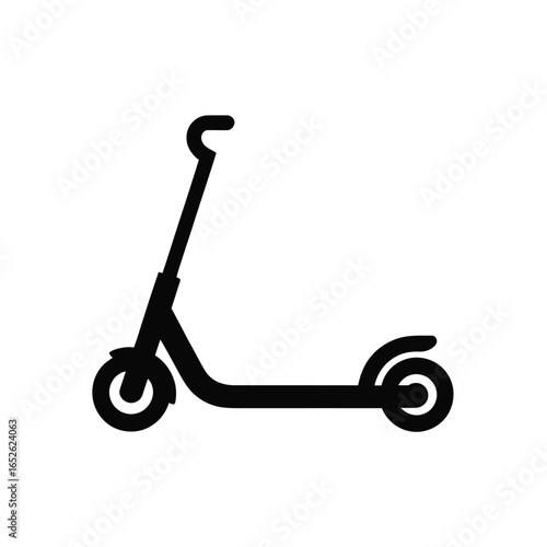 Black silhouette of a modern electric scooter on a white background kick scooter personal transport