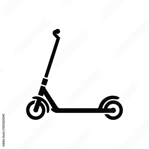 Black silhouette of a kick scooter on a white background electric scooter transportation