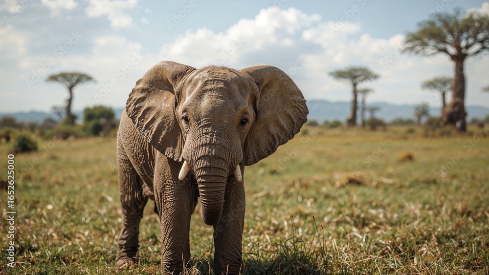 Fototapeta premium Elephant roaming freely in natural habitat
