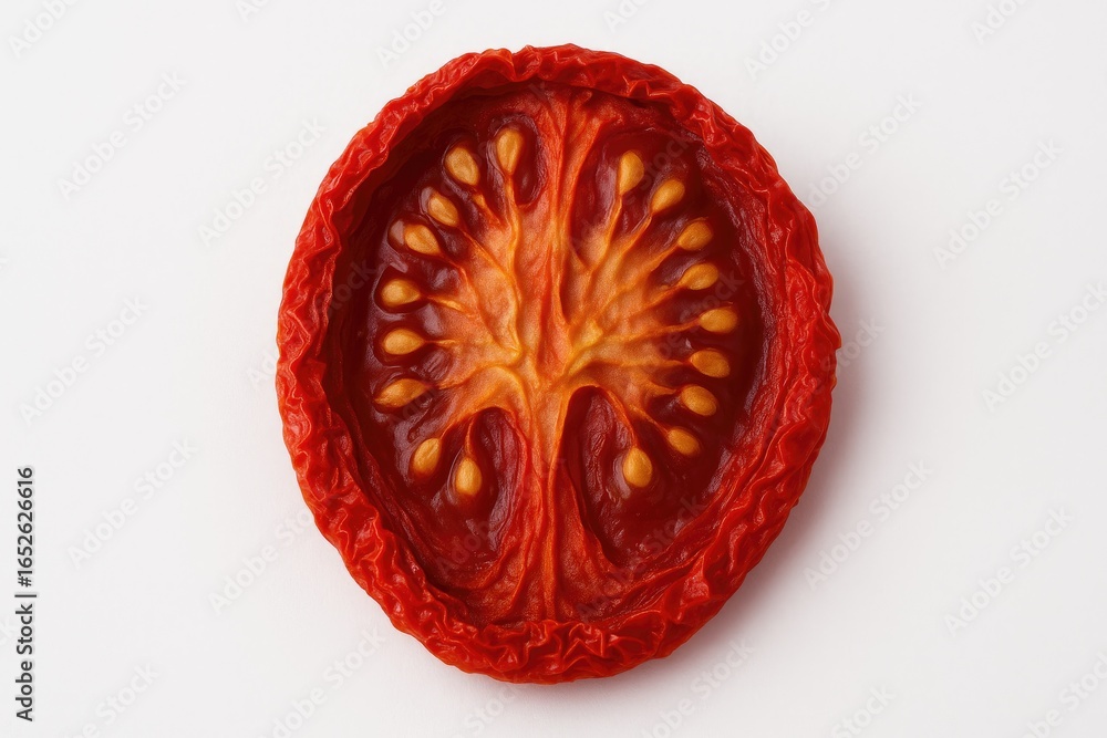 Fototapeta premium Sun-Dried Tomato Piece on a Plain White Surface