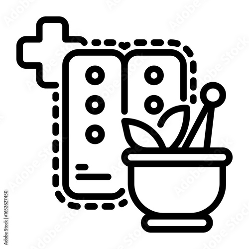 Herbal icon, line icon style
