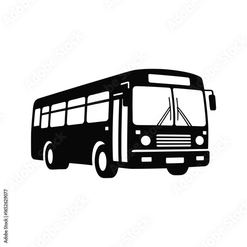 Black silhouette of a city bus with windows and doors public transport transportation