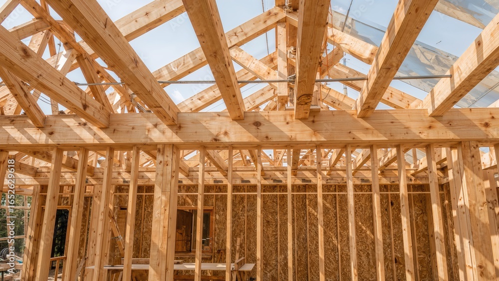 Obraz premium Step-by-step guide to assembling a timber house with top-tier construction details