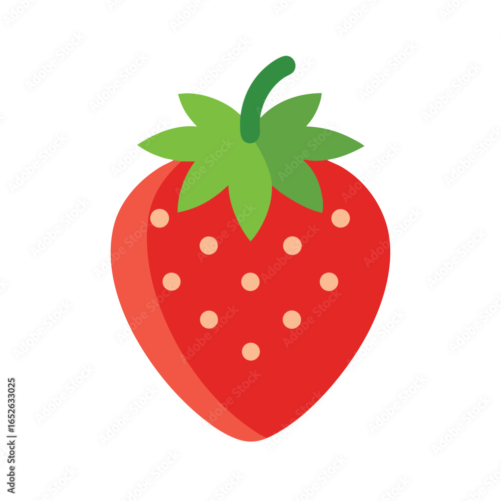 Obraz premium Red strawberry with green leaves and seeds fruit healthy