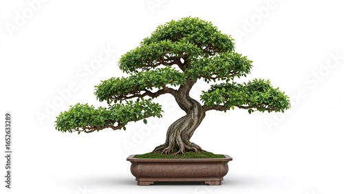 Fresh and beautifully sculpted small tree indoor plant in 3D art