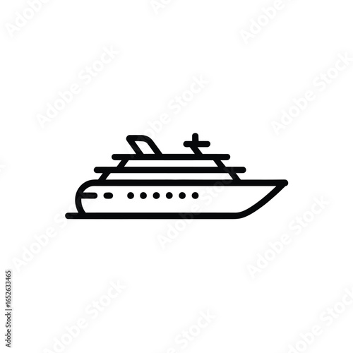 Black outline icon of a luxury yacht on a white background boat ship