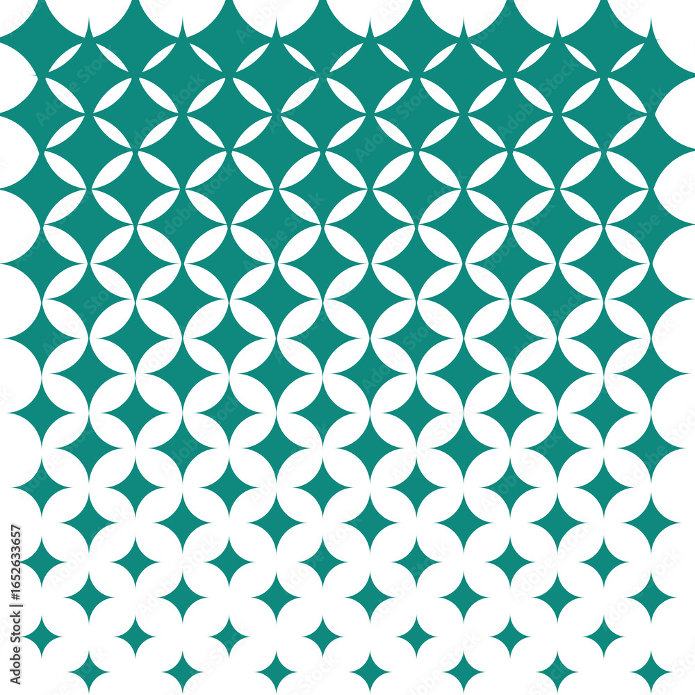 Fototapeta premium Optical geometric pattern of intersecting circles that creates a star and flower motif. This pattern is often called an overlapping circles pattern or tessellation pattern.