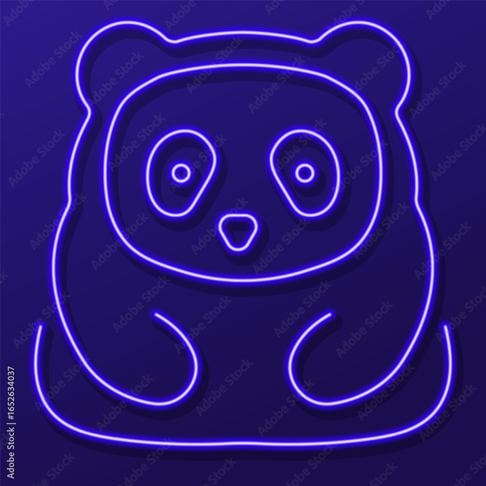 Fototapeta premium panda neon sign, colorful modern design trends on black background. Vector illustration.
