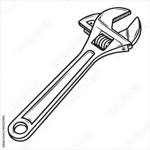 adjustable wrench tool silhouette vector