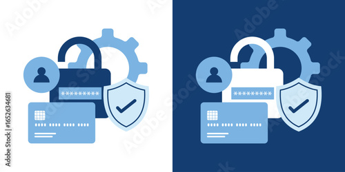 Lock and key with padlock and online security concept eps editable