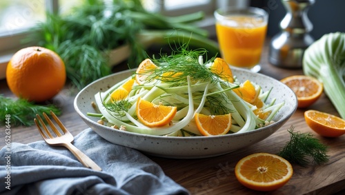 Fototapeta Naklejka Na Ścianę i Meble -  Vibrant salad featuring citrus fruits and fennel