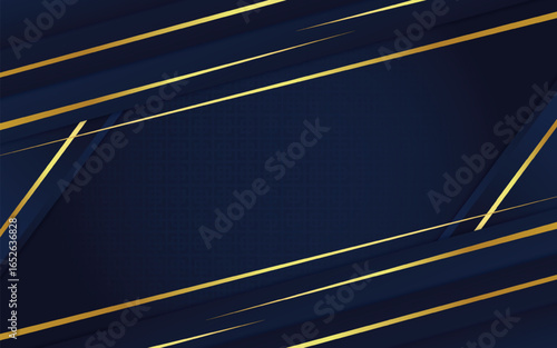 Abstract Shiny Gold Lines Diagonal Overlap Luxurious Dark Navy Background