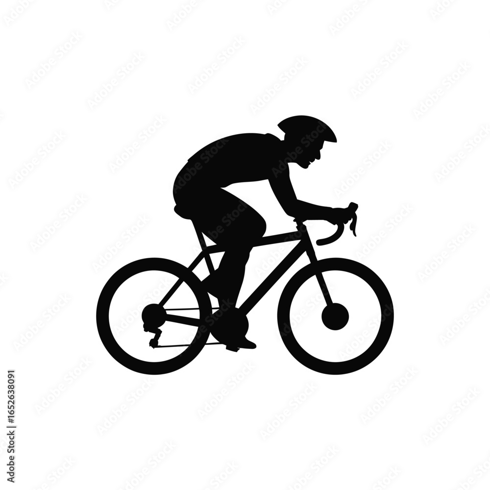 Obraz premium Black silhouette icon of a cyclist on a road bike cycling bicycle