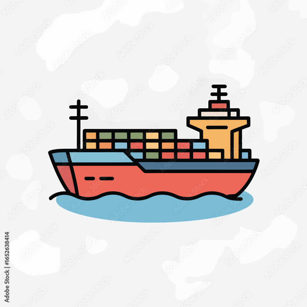 Obraz premium Red cargo ship with colorful containers on wavy blue water container ship freight transport