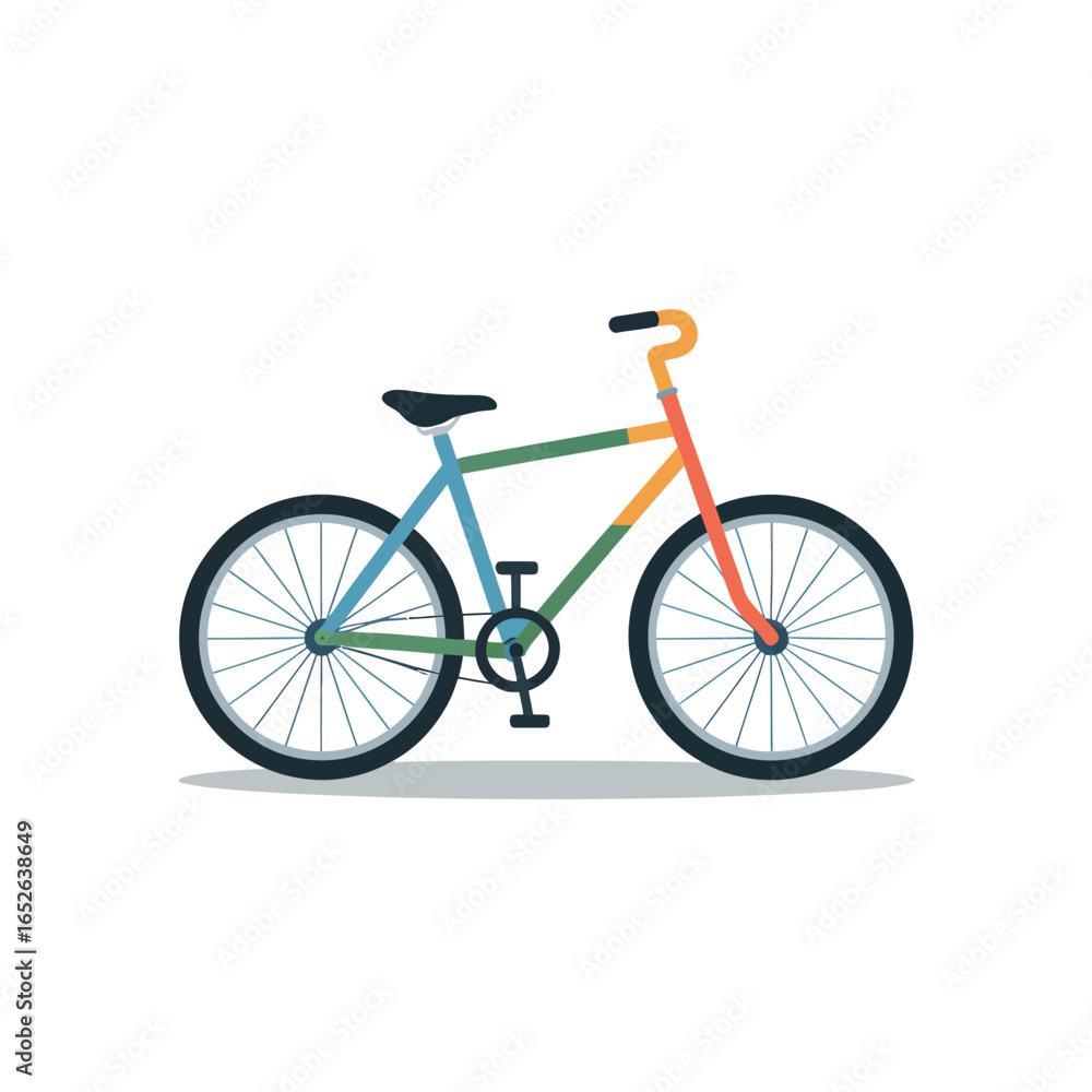 Fototapeta premium Colorful flat design bicycle with a black seat and handlebars bike cycling