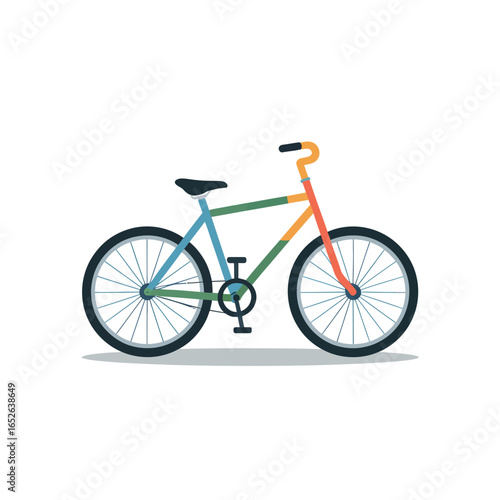 Colorful flat design bicycle with a black seat and handlebars bike cycling