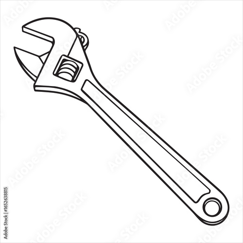 adjustable wrench tool silhouette vector