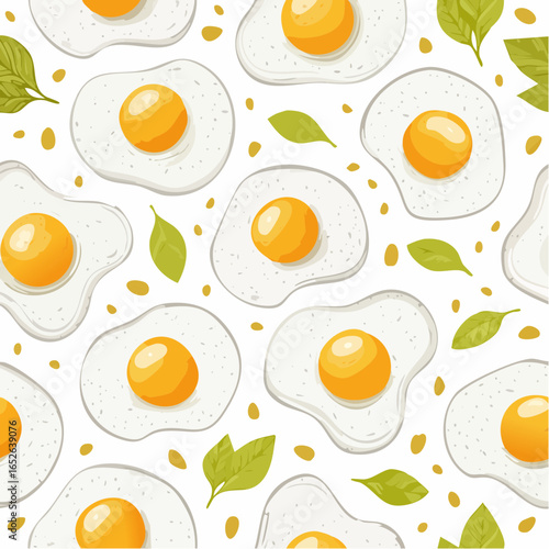 Hand drawn seamless pattern with fried eggs
