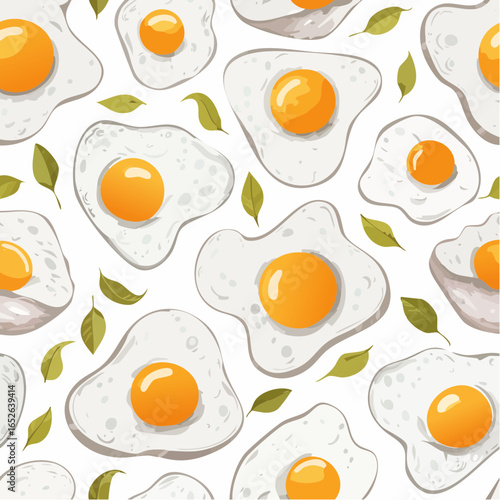 Hand drawn seamless pattern with fried eggs