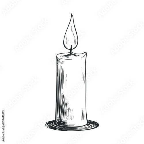 Elegant candle with flame for relaxation and ambiance creation