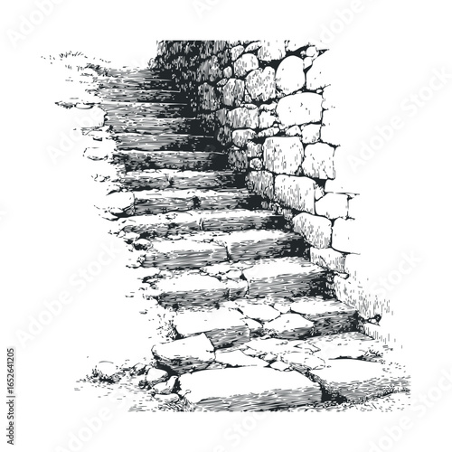 Ancient stone stairs leading to a historic site in nature