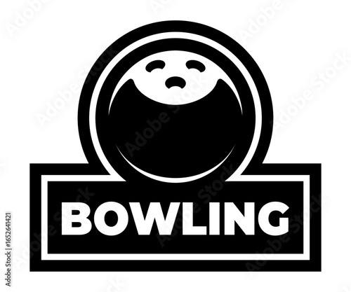 Bowling Ball logo. Sport games. Sporting equipment. Emblem, badge.