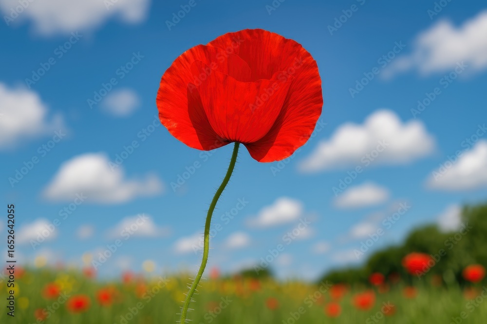 Obraz premium The colorful ascent of a poppy flower reaching for the sky in a vivid display