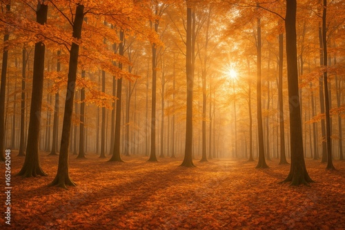 Fototapeta Naklejka Na Ścianę i Meble -  Autumnal forest landscape and scenery