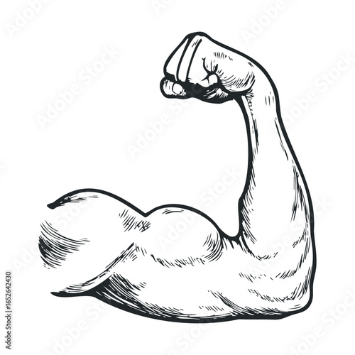 Strong muscle arm flexing featuring defined bicep and triceps