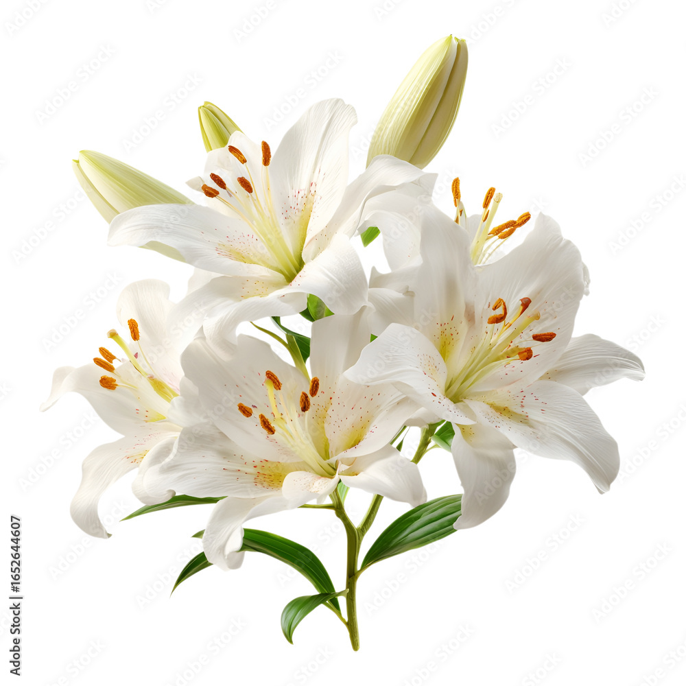 Fototapeta premium Fresh White Lily Isolated Transparent PNG Design.