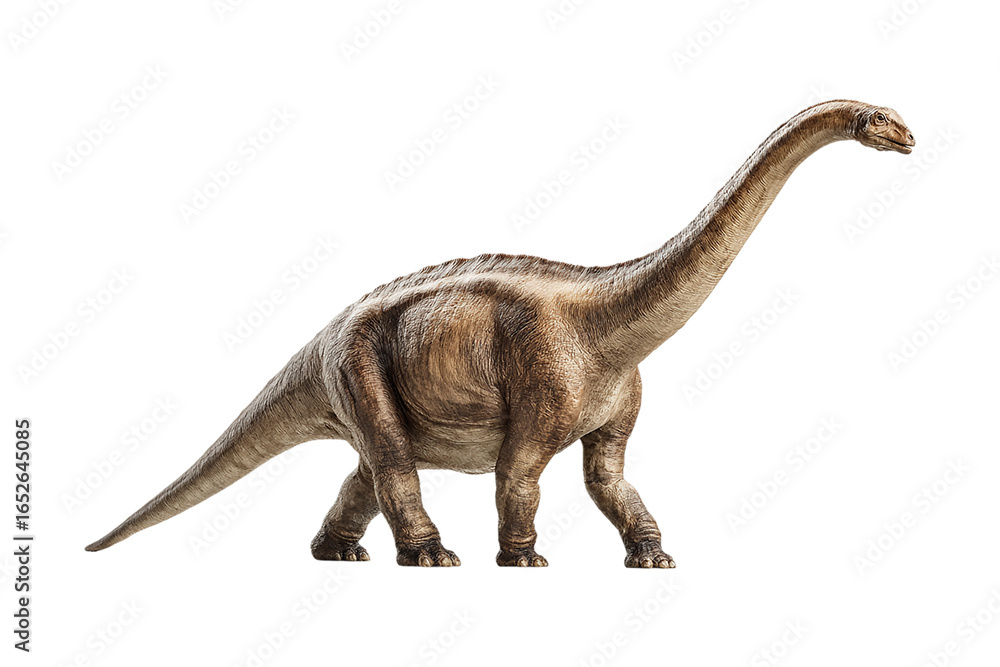 Fototapeta premium Brontosaurus dinosaur isolated on transparent background is a prehistoric sauropod animal