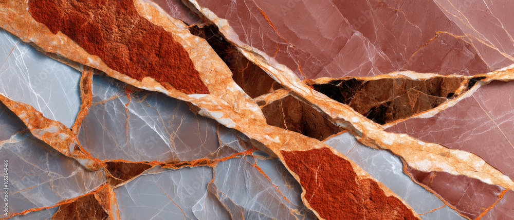 Fototapeta premium Rosso Levanto red-brown marble surface with multicolored streaks, natural stone background, seamless high-detail texture for interiors