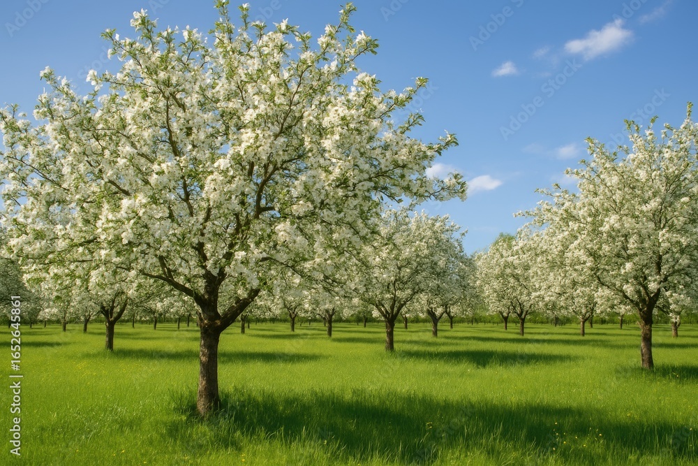 Obraz premium Springtime apple trees in a vibrant field