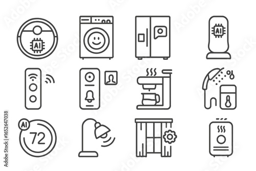 Smart home devices icons featuring ai technology