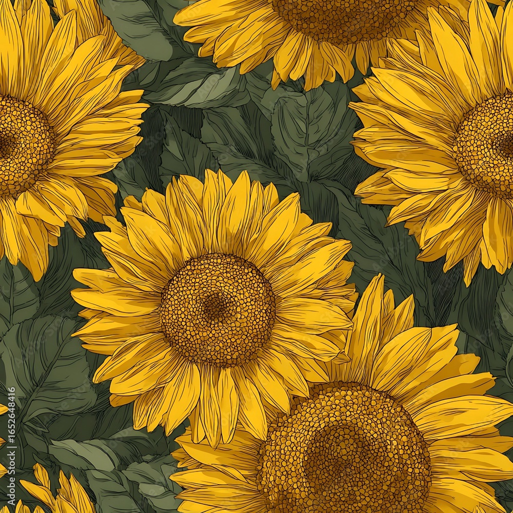 Botanical sunflowers in moody colours