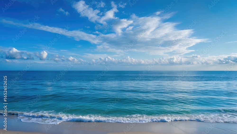 Obraz premium Dawn overlooking the blue sky and tranquil sea