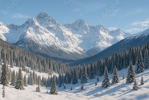 Fototapeta Naklejka Na Ścianę i Meble -  Breathtaking scene of icy mountain range