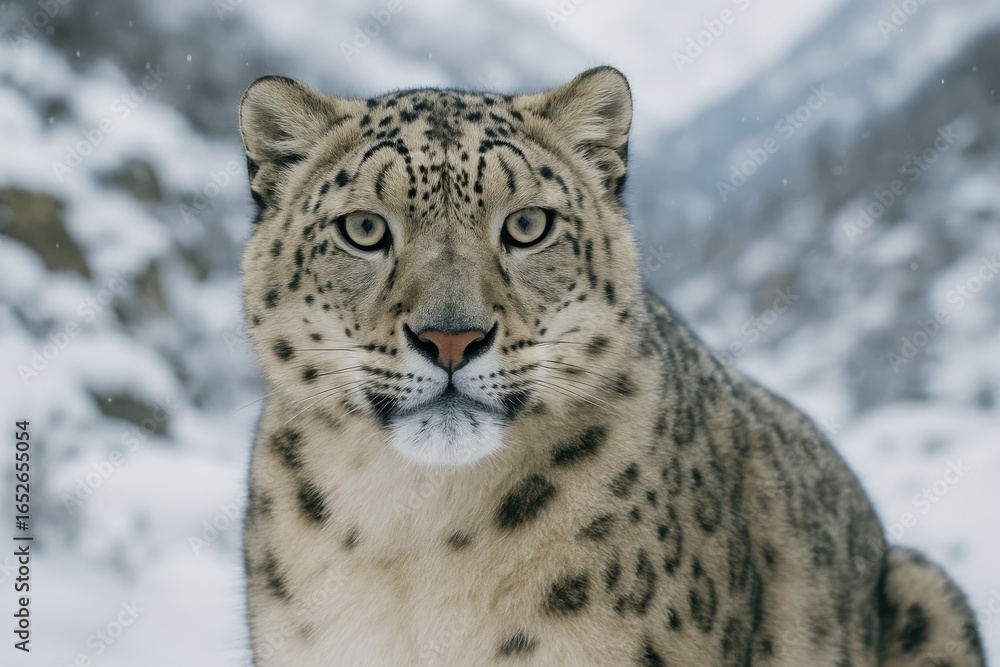 Obraz premium Close-up of a Snow Leopard's Face
