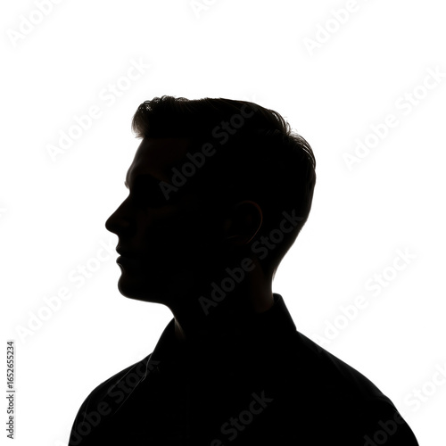 Silhouette of a man s head and shoulders isolated on transparent background