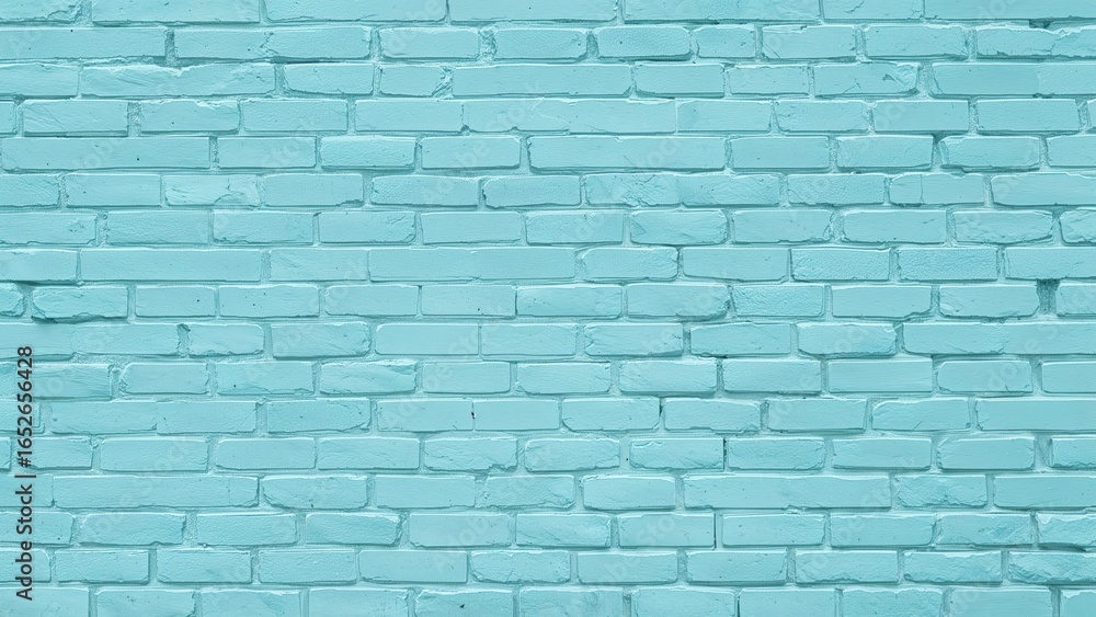 Obraz premium Widescreen background featuring bright turquoise painted brickwork