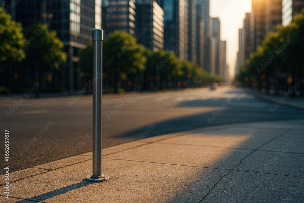 custom made wallpaper toronto digitalSidewalk pedestrian post basking in dawn sunlight