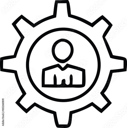 Icon representing a person within a gear symbolizing human resources management or operational efficiency