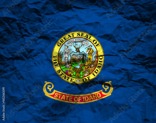 Idaho state seal displayed on textured blue background