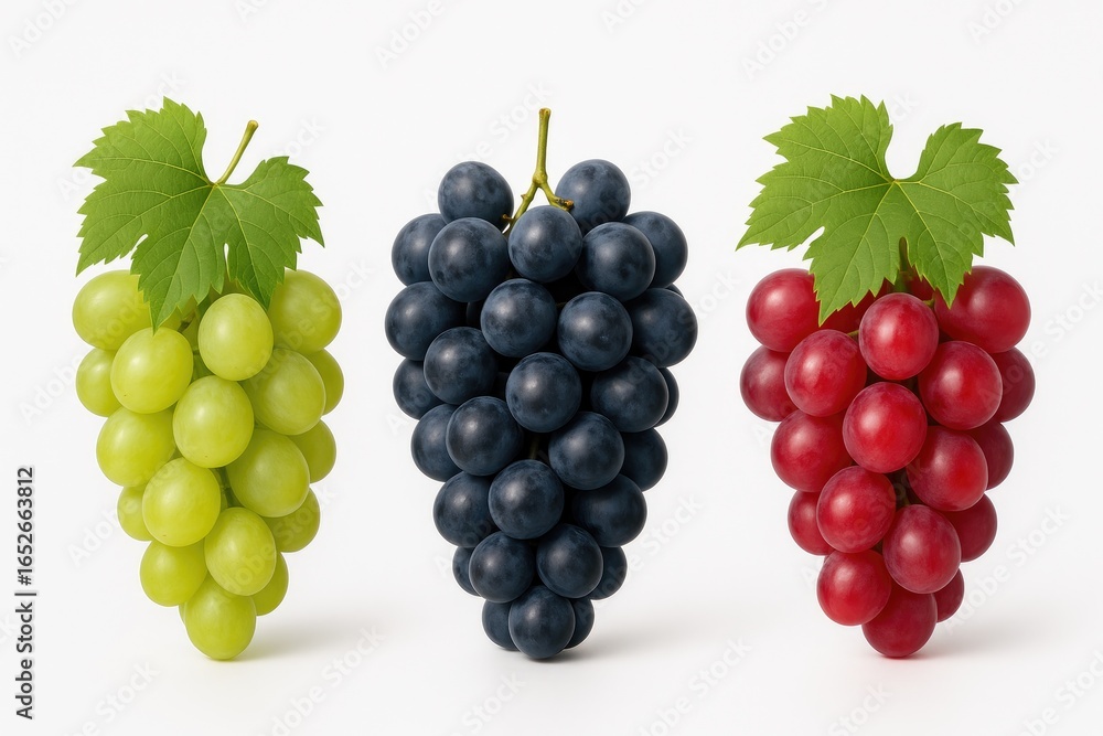 Fototapeta premium Row of vibrant fresh grapes set against a white backdrop