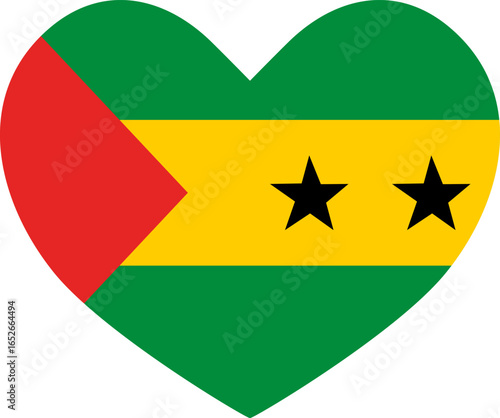 Sao Tome and Principe heart shaped icon flag illustrator national